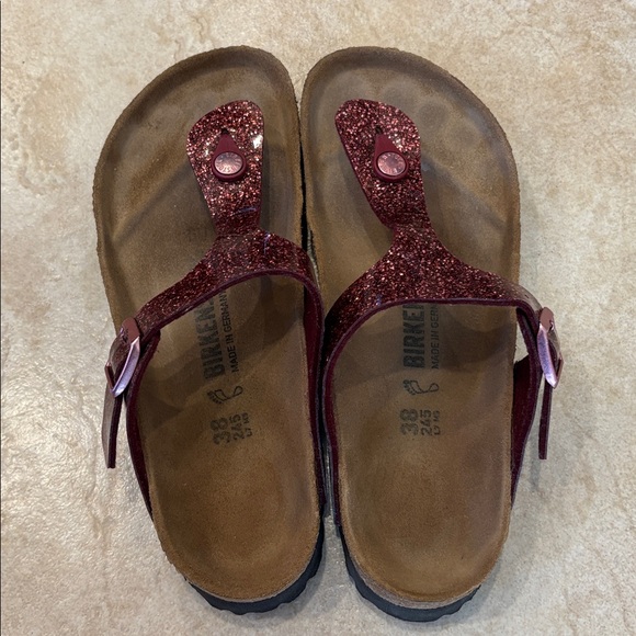 Birkenstock Sparkly Burgundy Sandals - Picture 4 of 10